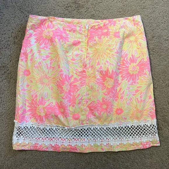 Lilly Pulitzer Pink and Yellow Floral Pencil Skirt - Picture 2 of 6